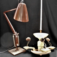 3 x Vintage lighting incl brown Planet lamp & bakelite ceiling chandelier, etc - Sold for $50 - 2018
