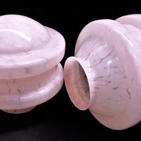 Pair of art deco pink mottled glass light shades - Sold for $56 - 2018