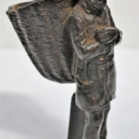 1880s figural Cast iron Vesta holder of a man with a basket - Sold for $62 - 2018
