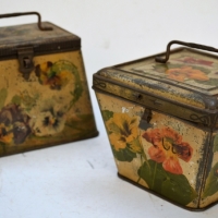 2 x C1900 Biscuit tins with Art Nouveau floral decoration - Sold for $35 - 2018