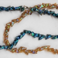 2 x Tasmanian Aboriginal mariner shell necklaces One iridescent blue the other white & iridescent blue both 43cm lone - Sold for $137 - 2018