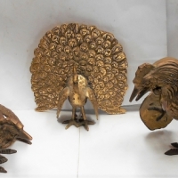 Group lot - Brass figures - Peacock & pair Fighting Cocks - Sold for $31 - 2018