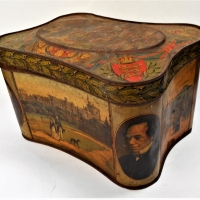 C1900 Queen Victoria Mustard tin with Royal Houses and Prime ministers - Sold for $43 - 2018