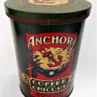 C1920s Biscuit tin  with sailor and Cunard Lines ship and harvest decoration by Hudson Scott England - Sold for $27 - 2018