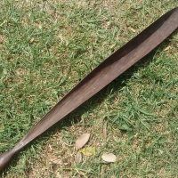 Deeply carved Australian Aboriginal Gidgee Woomera  Spear thrower 96cm long AF - Sold for $118 - 2018