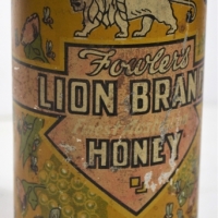 Fowlers Lion Brand honey tin for D J Fowler Fremantle and Adelaide by J Gasden Fremantle - Sold for $37 - 2018