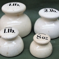 Set of 4 Ceramic Imperial weights 8oz, 1LB, 2 LB and 4Lb - Sold for $224 - 2018