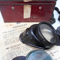Vintage British Oxygen Company Goggles - Welding, Cutting and Brazing in original tin box with instructions and lenses - Sold for $43 - 2018