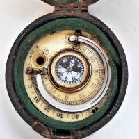 c1880 Leather cased Traveling Ivory compass with thermometer - Sold for $435 - 2018
