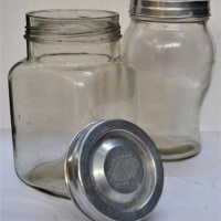 2 x Vintage oil bottles with plastic spouts - Sold for $31 - 2018