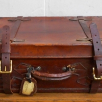 C1902's Leather Suitcase with straps - Sold for $50 - 2018