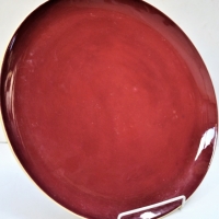 Large 1950's MARTIN BOYD Australian Pottery Serving Platter - Maroon glaze, signed to base - 385cm Diam - Sold for $27 - 2018