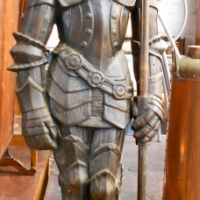 Vintage coppered cast iron Knight fireside figure with detachable halberd - Sold for $112 - 2018