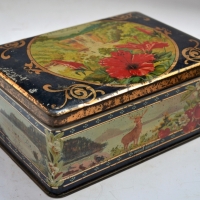c1910 Pheonix Biscuit Co tin with hibiscus & waterfall lid by Wilson Bros Melbourne - Sold for $37 - 2018