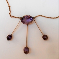 1920s 9ct rose gold chain necklace with Amethyst drops (af) - Sold for $75 - 2018