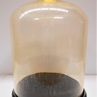 Antique Glass dome on wooden base with perforated knob - Sold for $112 - 2018