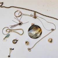 Box lot mainly silver jewellery incl Enamel & other charms, earrings, pendants, chain, bracelets, etc - Sold for $37 - 2018