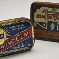2 x 1930s Australian tins Dakota Chewing gum By J Marsh & sons and Rawleighs Asafen tablets - Sold for $56 - 2018