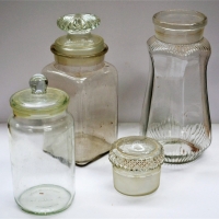 3 x C1920s Shop display jars with fitted lids - Sold for $62 - 2018
