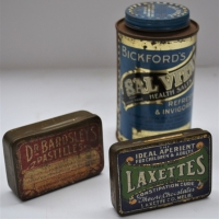 3 x Vintage Australian tins Bickfords Sal Vital Laxettes and Dr Bardsleys pastilles - Sold for $50 - 2018