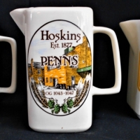 4 x Vintage advertising English ale water jugs including Davenports and Monmouth Piston Bitter - Sold for $87 - 2018