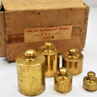 Boxed set of Apothecary weights with Victorian weights and measures mark and stamped Apoth - Sold for $62 - 2018