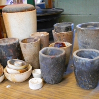 Large Group of crucibles including Morgan Battersea, Guthrie and Bendigo pottery - Sold for $161 - 2018