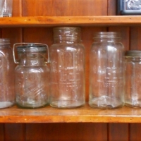 Large group of preserving jars including Ball, Commonwealth, Lightning Agee etc - Sold for $199 - 2018