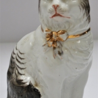 c18801900 Victorian Staffordshire Porcelain CAT Figure - HPainted features - 165cm H - Sold for $25 - 2018