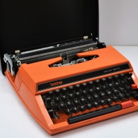 2 x vintage Orange typewriters incl Brother Deluxe 650 tr with Greek font - Sold for $27 - 2018