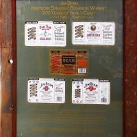 Rustic presentation framed 200 year anniversary 'Jim Beam' labels - approx 66cm x 51cm - Sold for $50 - 2018