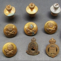 Small group lot military and other related items incl 'The Swan Regiment' and 'Australian Army Ordnance Corp' badges, buttons 'Eley, London' vintage p - Sold for $35 - 2018