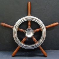 Vintage Chrome and wood speedboat  wheel - Sold for $56 - 2018
