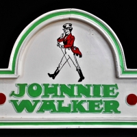Vintage style Pro Sign written JOHNNIE WALKER Bar Sign - wooden w Arched top - Sold for $31 - 2018