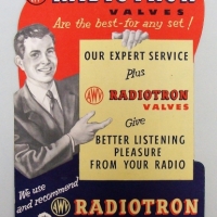 1950s Australian AWA Radiotron Valve advertising pos sign - 37 x 23cms - Sold for $112 - 2018