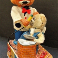 1950s Japanese tin Dentist Bear boperated toy - marked S & E - Sold for $87 - 2018