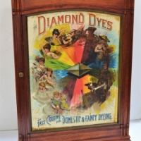C1900 display cabinet for Diamond Dyes  Fast Colours for Domestic and fancy dyeing  -borer holes - Sold for $161 - 2018