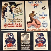 Group of 1940s War Savings certificate ephemera including flyers We can give it if you lend it, and Think before you spend - Sold for $50 - 2018