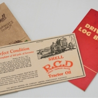 Group of Shell Ephemera including 1930s Motorists index and  RCD Tractor oil ink blotter - Sold for $31 - 2018