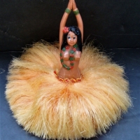 Retro kitsch plastic Hawaiian girl with nylon feather-duster skirt - Sold for $43 - 2018
