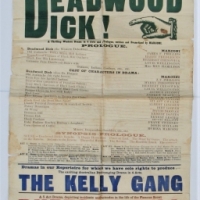 c1880s Australian Theatre poster for American Novelty Entertainers Wild West Dramas - Deadwood Dick, Kelly Gang, Buffalo Bill etc publ By T Dimmock Li - Sold for $329 - 2018