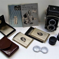 1940s Rolleicord twin reflex accessories including lenses and manuals - Sold for $161 - 2018