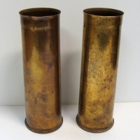 2 x 1916 18 pound naval shells  - trench art vases - Sold for $118 - 2018