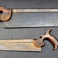 2 x Vintage Hand saws R Sorby dovetail saw and  1860's Morey London Tenon saw - Sold for $25 - 2018