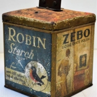 1920s Weighted string dispenser tin advertising  Brasso, Robin starch, Zebo polish etc - Sold for $161 - 2018