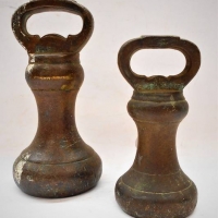 2 x Vintage Bronze BELL WEIGHTS - small, tapering in size - Sold for $43 - 2018