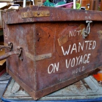 Vintage Leather Trunk marked  Not Wanted on Voyage Please Hold - Sold for $99 - 2018