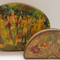 2 x Vintage tins - Floral fan and British Equestrian scene - Sold for $27 - 2018