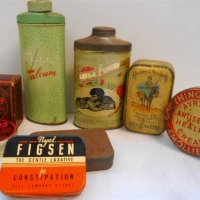 Group of Chemists tins including Elco Aspirin, Normacol intestinal evacuant - Sold for $25 - 2018