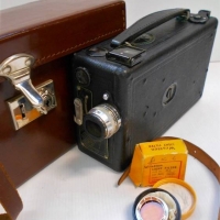 Vintage CINE KODAK 16mm MOVIE CAMERA - Original Leather fitted box, Model B - Sold for $75 - 2018